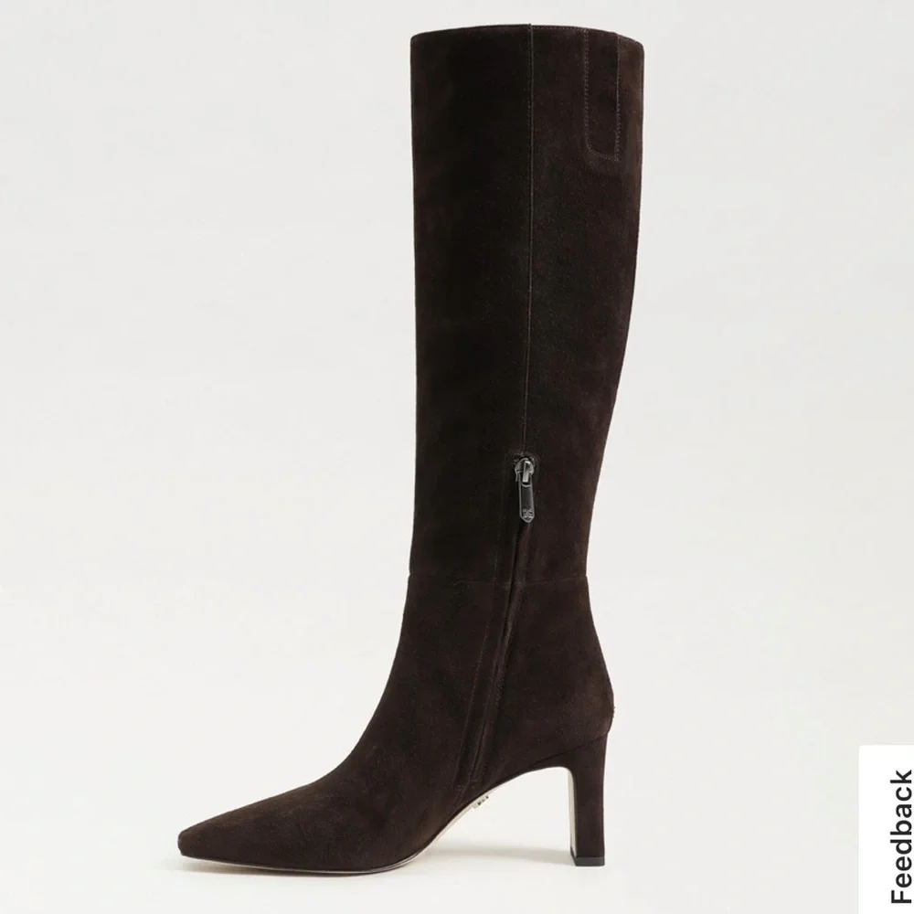 Sam Edelman Sylvia  Wide Calf Knee High Boot color chocolate brown suede 6m